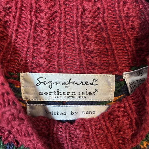 Vtg Signatures By Northern Isles Women M Sweater Floral Cable Knit By Hand 6288 - Picture 3 of 12